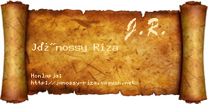 Jánossy Riza névjegykártya